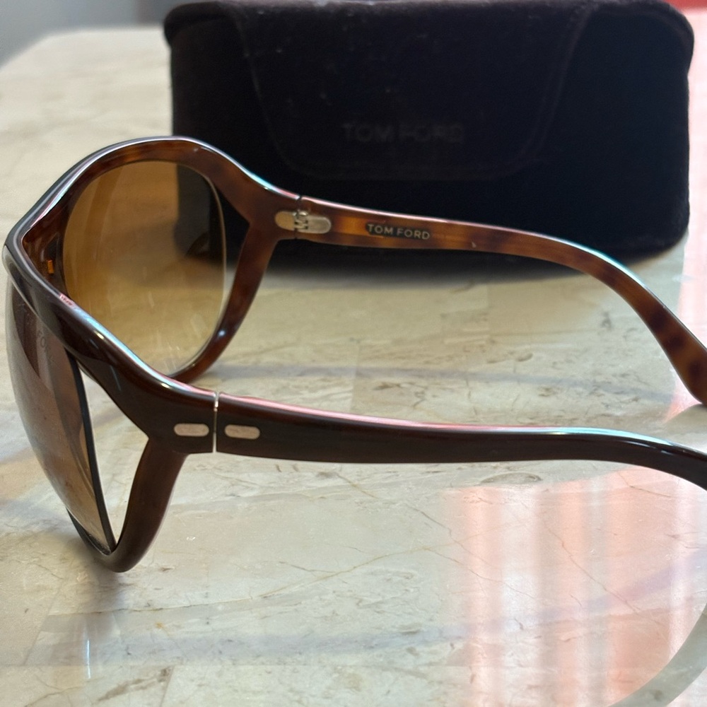 Tom Ford Brown and Gold Sunglasses - Picture 3 of 3